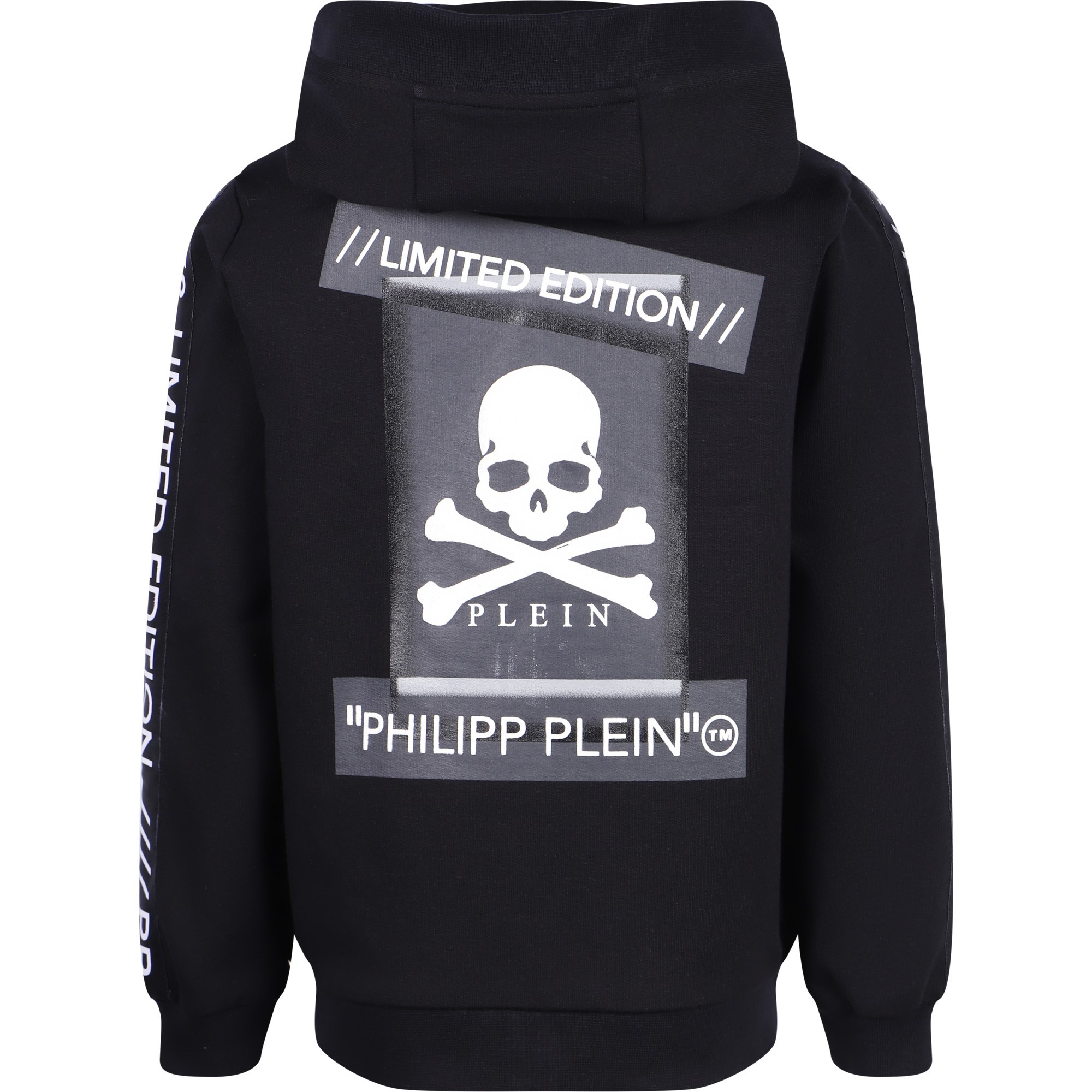 Philipp Plein Boys Logo Overlay Zip-Up Hoodie in Black - BAMBINIFASHION.COM