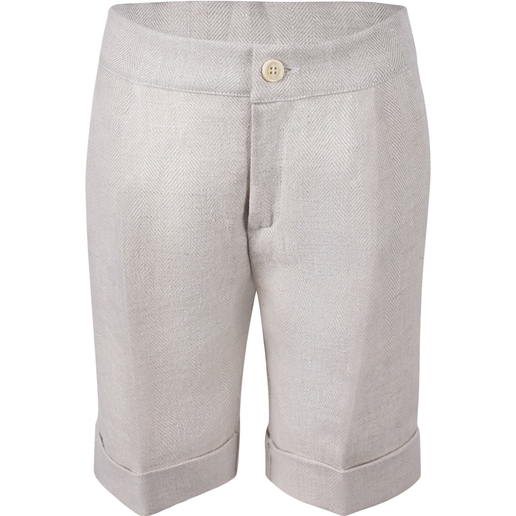 La Stupenderia Boys Linen Twill Shorts in Beige