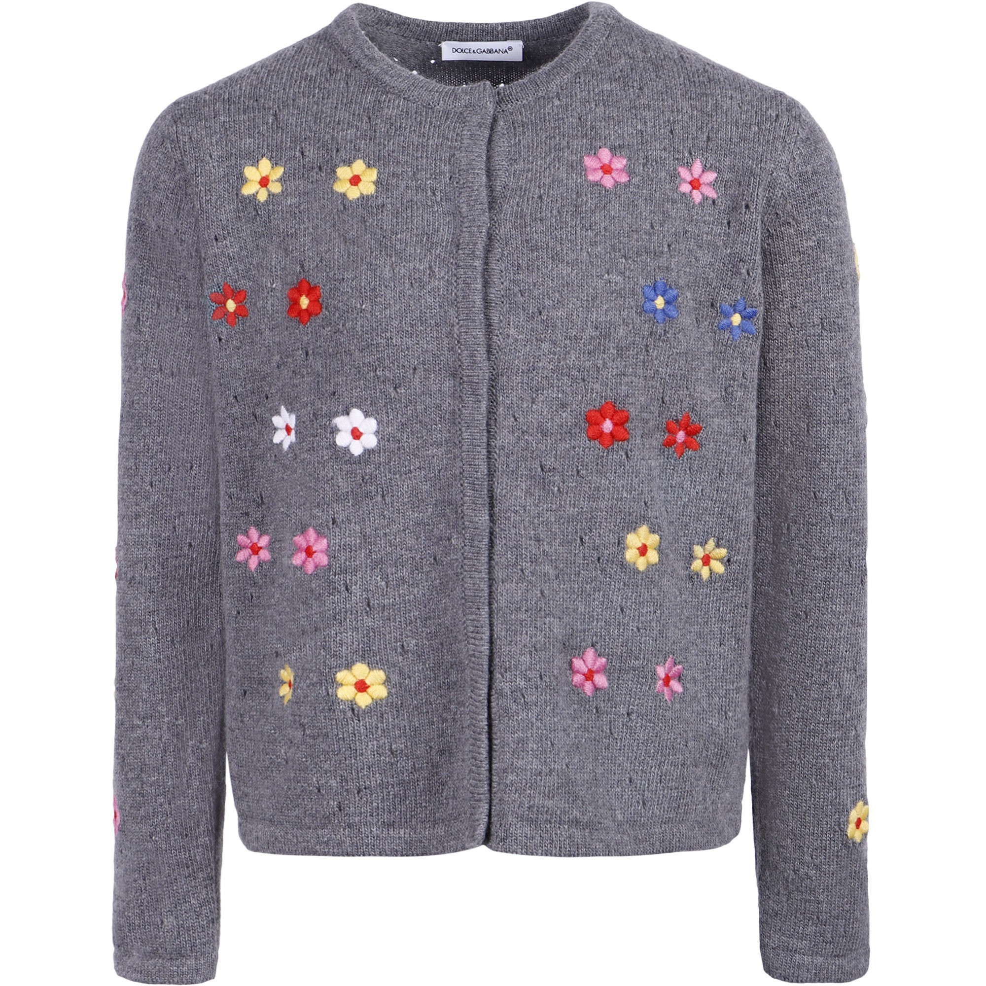 Dolce & Gabbana Girls Cardigan with Embroidered Daisies