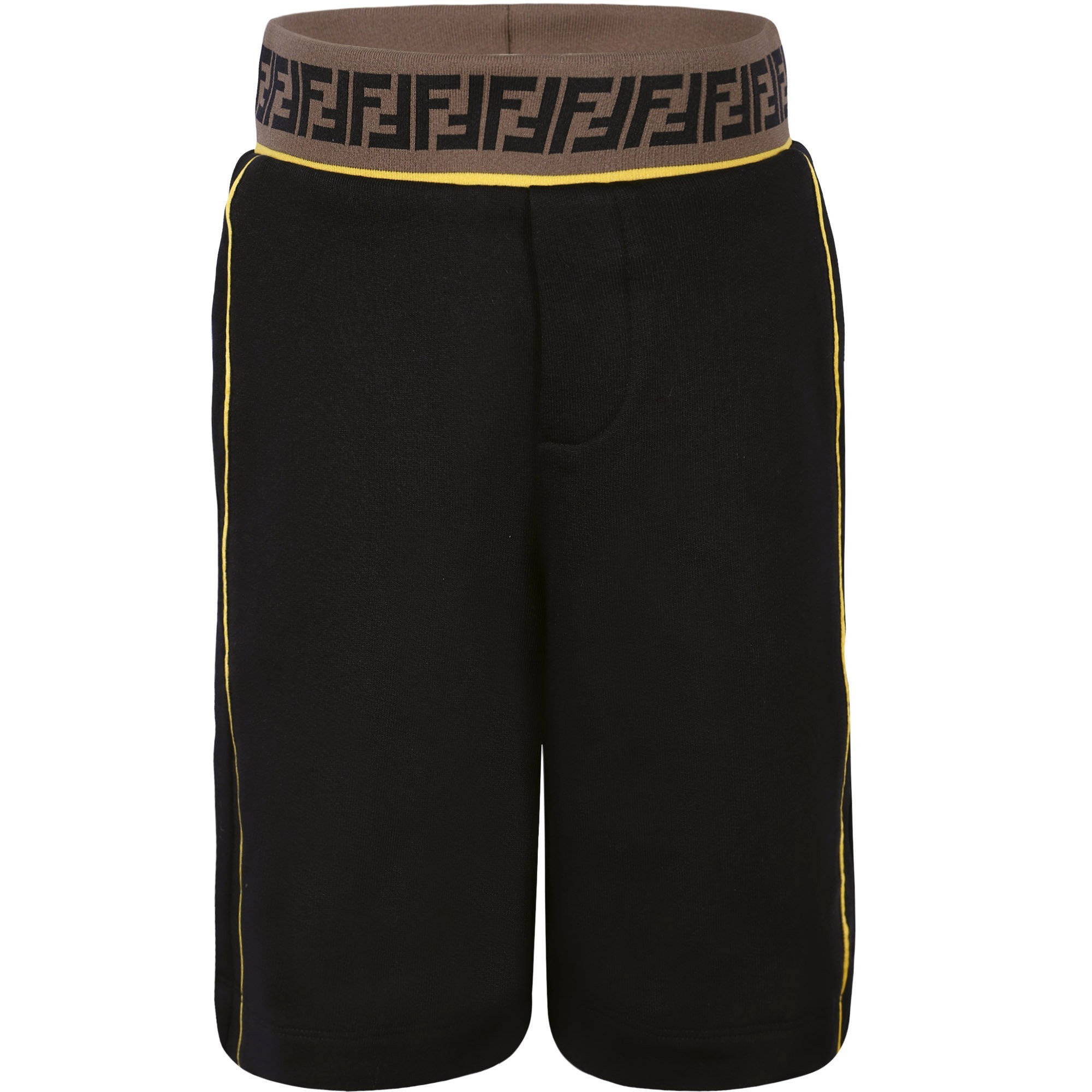 Fendi Boys Black Shorts with "Double F" Waist —