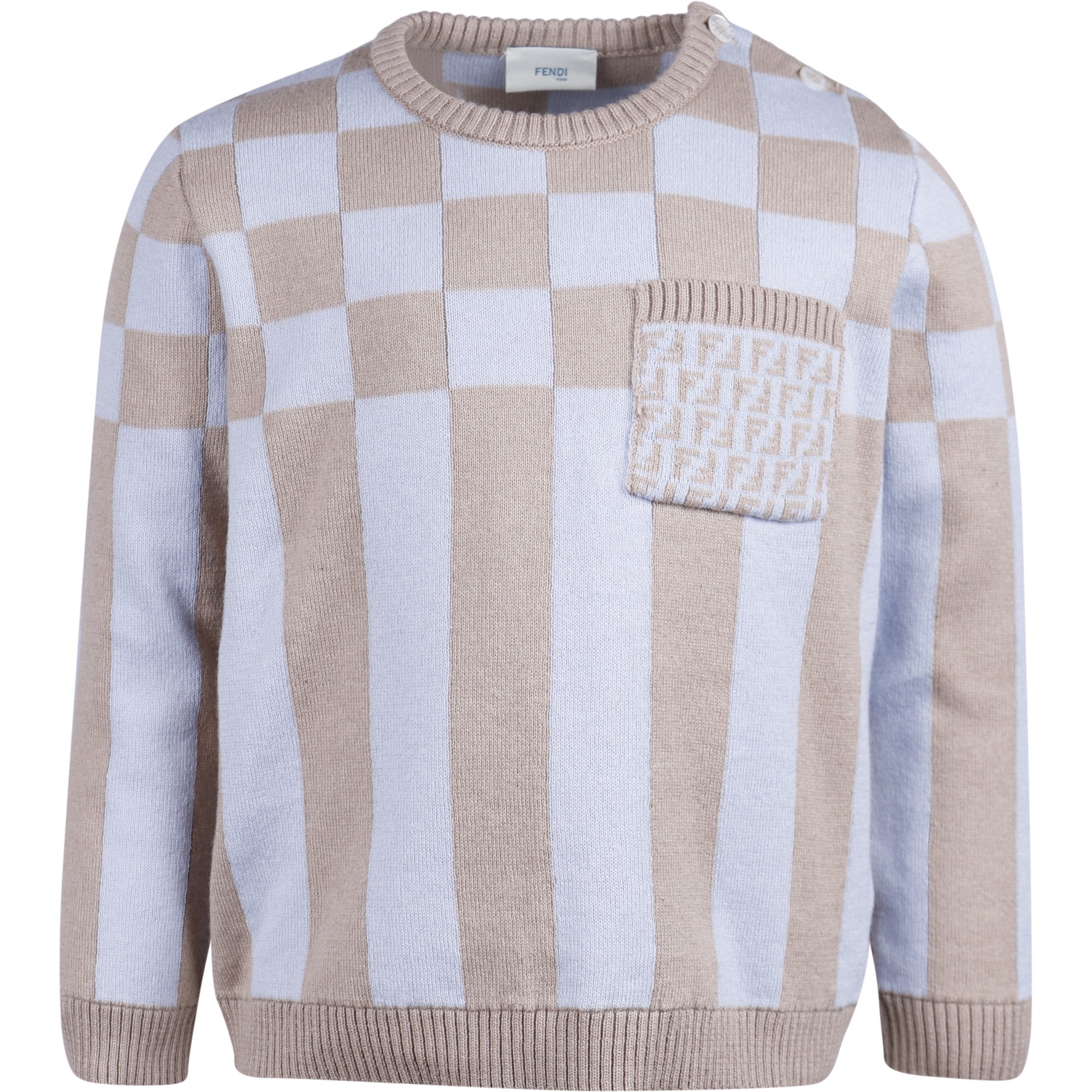 Fendi Baby Striped Sweater with "FF" Contrast Pocket