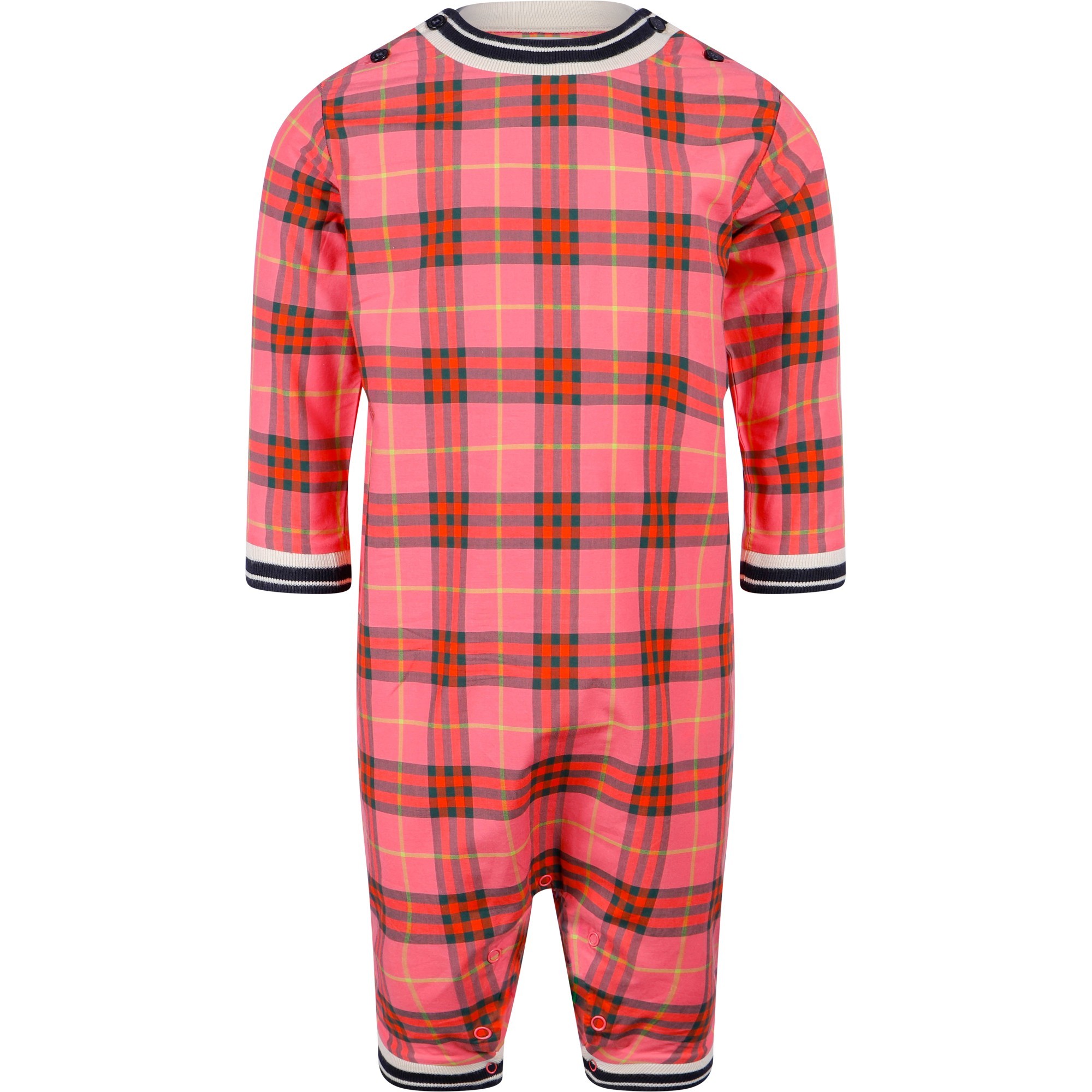 Burberry Baby Onesie in Coral Tartan