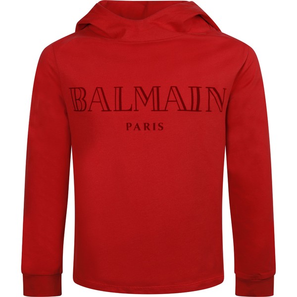 Balmain Logo Hoodie in Red